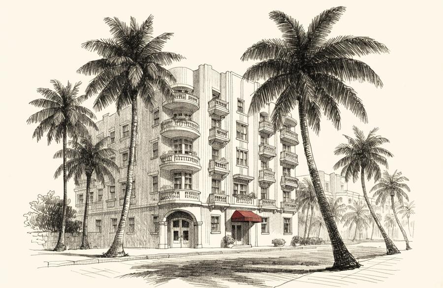 Ilustración a lápiz de Miami