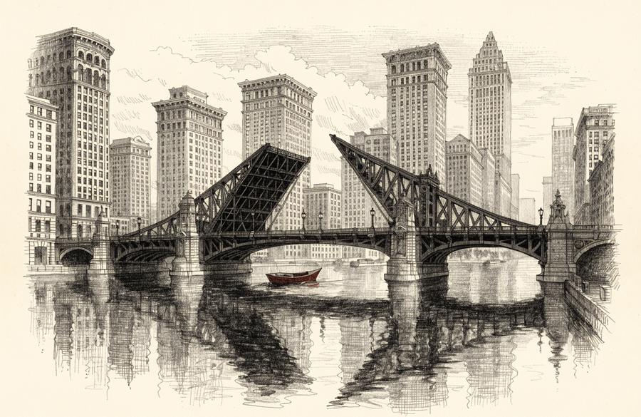 Ilustración a lápiz de Chicago