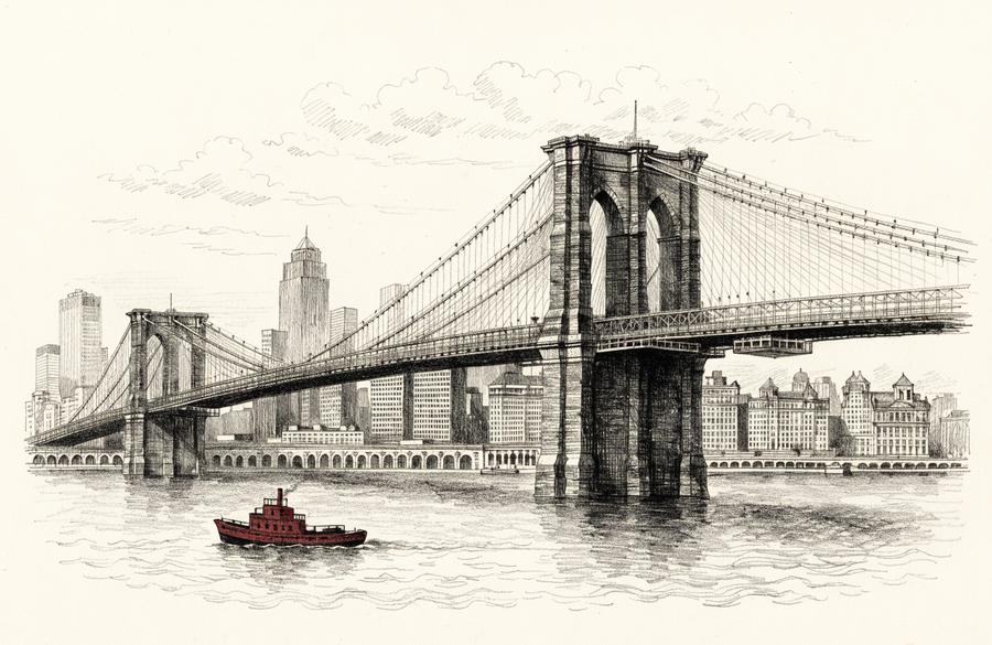 Ilustración a lápiz de Nueva York